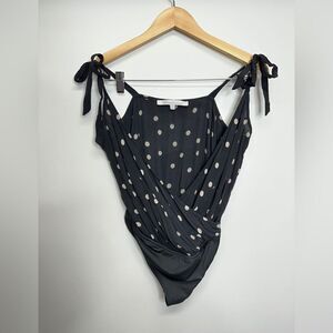 Lovers + Friends Bodysuit Evan Cami Polka-dot Size XS in Black